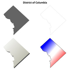 District of Columbia blank outline map set