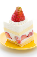 Strawberry cheesecake isolated on white background