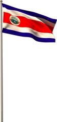 Costa rica national flag on flagpole
