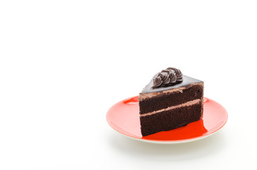 Chocolate cake isolated on white background