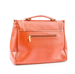 Woman leather bag isolated white background