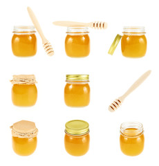 Set of honey jar images