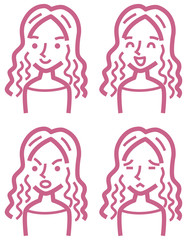 ソバージュの女性のアイコン