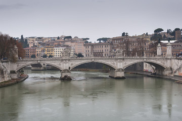 Bridge over the Tiber River, Rome, Italy