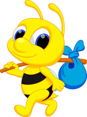 a cute bee cartoon go wander