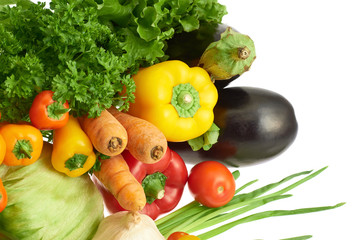 Multiple vegetables over white background
