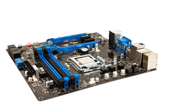 Laptop black and blue mother board