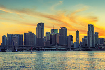 CIty of Miami Florida at sunset