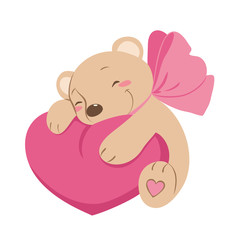 Naklejka na ściany i meble Sweet vector Teddy bear with heart