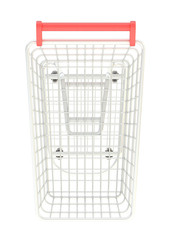 Metal shopping cart isolated