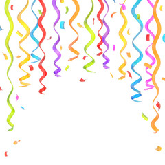 Confetti and serpentine composition isolated