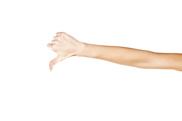 woman's hand with thumb down