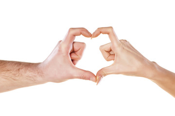 male and female hand in the form of heart