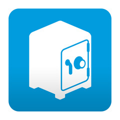Etiqueta tipo app azul simbolo caja fuerte