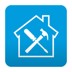 Etiqueta tipo app azul simbolo trabajos domesticos