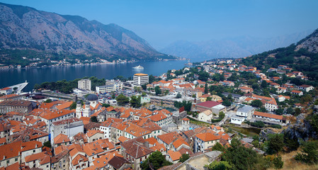 Fototapeta na wymiar Panorama of the Kotor and Kotor Bay, Montenegro