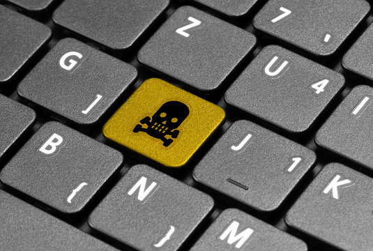 Danger. Yellow hot key on computer keyboard.