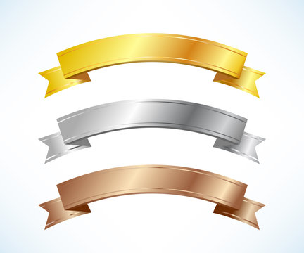Gold, silver and bronze ribbons set
