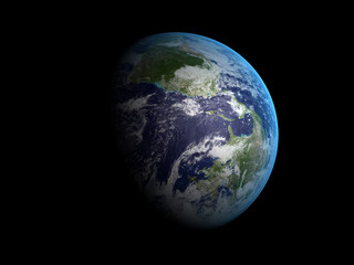 3D rendering of the planet Earth on a starry background, high re