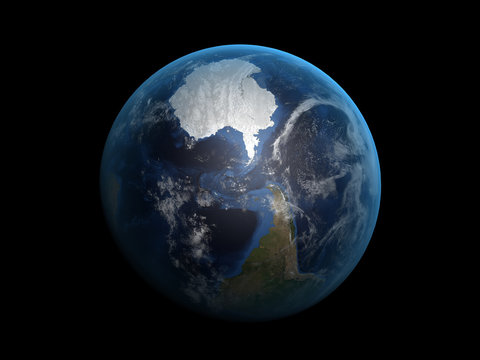 3D render the planet Earth on a black background, high resolutio