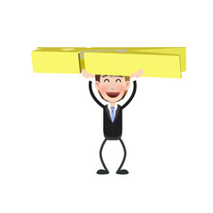 Businessman with colorful clothespin over white background