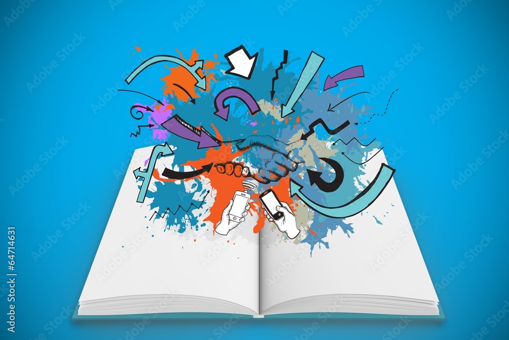 Aufkleber composite image of communication concept on paint splashes on op