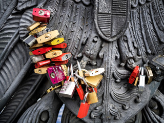 Love padlocks in many colors