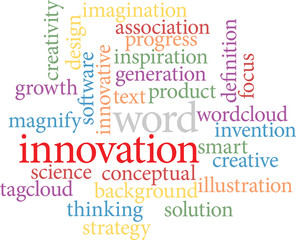 word innovation in word clouds isolated on white background