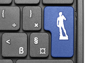 Go to Italy!. Blue hot key on computer keyboard.