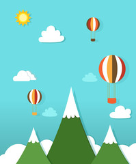 Obraz na płótnie Canvas paper landscape with hot air balloons