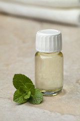 Peppermint oil in a bottle