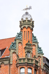 Red-brick towers and stepped gables with clay figures, Hannover