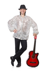 Naklejka premium Guitar player isolated on white
