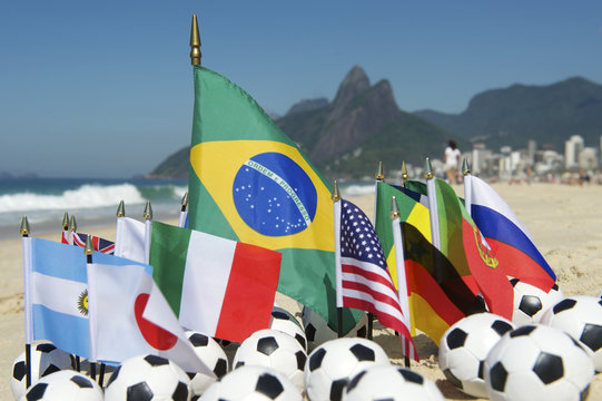 International Football Country Flags Soccer Balls Rio Brazil