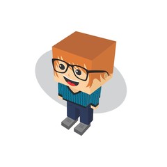 block isometric cartoon character
