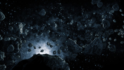 Meteorites flying through Space - obrazy, fototapety, plakaty
