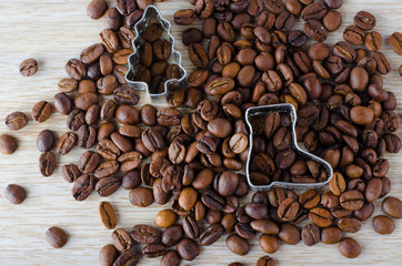 coffee beans and Christmas tree