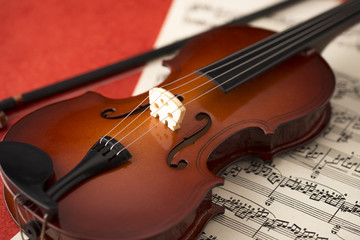 バイオリンと楽譜のアップ