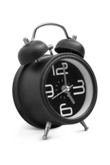 Black old style alarm clock with clipping path