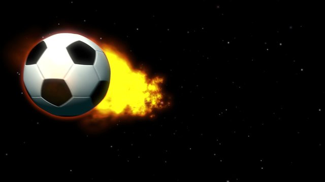 Feuriger Fußball vor Sternenhintergrund