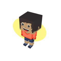 block isometric cartoon character