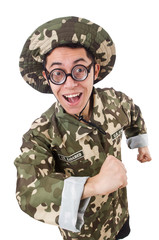 Funny soldier isolated on the white