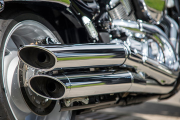 close up of motorcycle exhaust