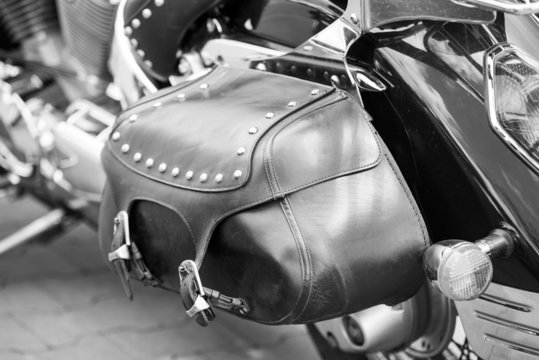 Close Up On Motorcycle Saddlebag