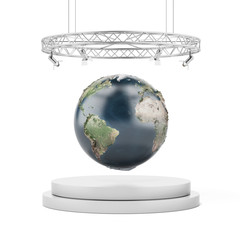 earth on podium  (Earth map provided by NASA)