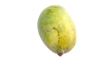 Green mango fruit over white background