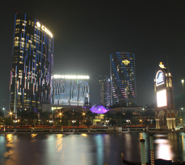 Fototapeta na wymiar View with City of Dreams casino building at night