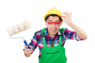 Funny painter isolated on white