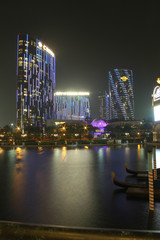 Obraz premium View with City of Dreams casino building at night