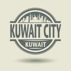 Stamp or label with text Kuwait City, Kuwait inside
